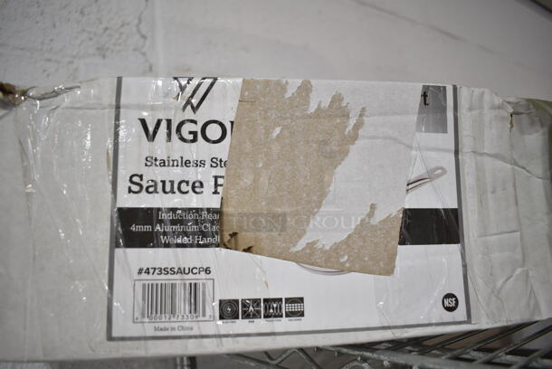 2 BRAND NEW SCRATCH AND DENT! Vigor 473SSAUCP6 6 Qt. Stainless Steel Sauce Pan with Aluminum-Clad Bottom and Cover. 2 Times Your Bid! - Image 4 of 5