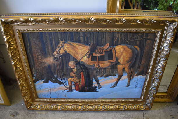 Framed Canvas Painting Reproduction of The Prayer at Valley Forge by Arnold Friberg From Art Dealer Ed Mero! - Image 1 of 6