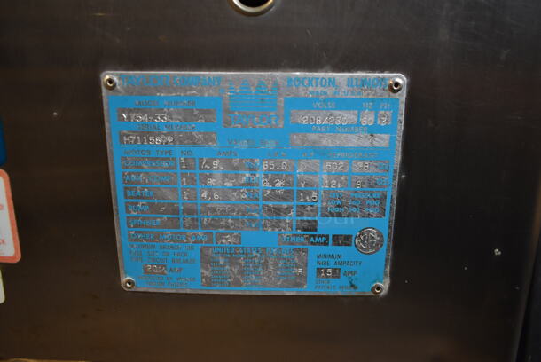 Taylor 754-33 Stainless Steel Commercial Floor Style Water Cooled 2 Flavor w/ Twist Soft Serve Ice Cream Machine on Commercial Casters. 208-230 Volts, 3 Phase. - Image 5 of 10