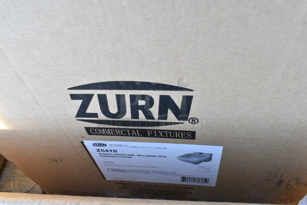 12 BRAND NEW Boxes Including TC-ST13-White Unit, Nemco 55600-2 1/4" Easy Tomato Slicer, 247PG1022FH Vigor 11" x 23" Portable Steel Griddle, TC-1350R-SS 13 Gallon Trash Can, 271CT1418OR Carlisle CT141824 Cafe 14" x 18" Orange Standard Plastic Fast Food Tray - 12/Case, 257SWD Lavex Heavy-Duty Steel Stretch Wrap Dispenser with Film Cutter, 245CB12PLN Choice 12" x 12" x 2" Kraft Customizable Corrugated Plain Pizza Box - 50/Case, Zurn Z5410 Blowout Service Sink. 12 Times Your Bid!  - Image 11 of 12