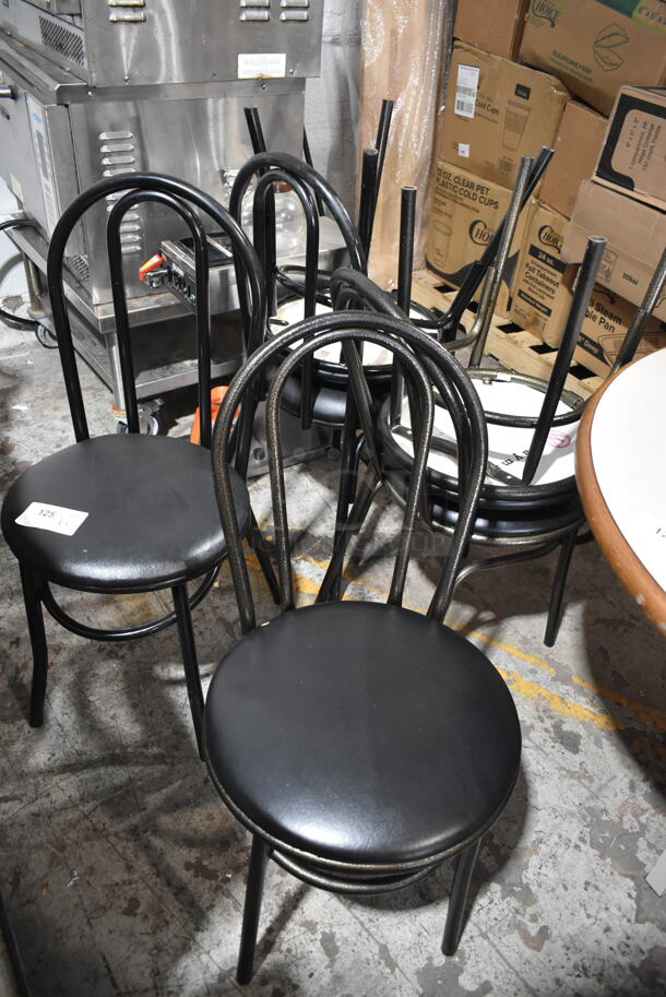 6 Black Metal Dining Height Chairs w/ Black Seat Cushion. 6 Times Your Bid! - Image 1 of 9
