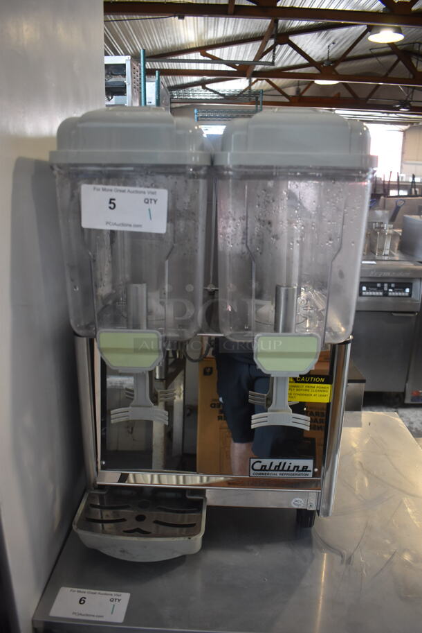 Coldline Royal-2P Commercial Electric Countertop Double Juice Dispenser With Steel Base. 120V. Tested and Powers On But Does Not Get Cold - Image 1 of 6