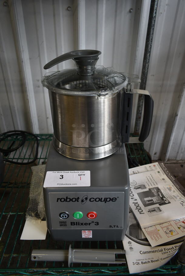 BRAND NEW SCRATCH AND DENT! Robot Coupe Blixer 3 Series D Stainless Steel Commercial Countertop Food Processor w/ Bowl, Lid and S Blade. 120 Volts, 1 Phase. Tested and Working! - Image 1 of 8