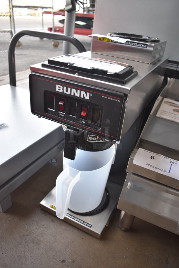 BRAND NEW SCRATCH AND DENT! Bunn VP17-2 Stainless Steel Commercial Countertop Low Profile Pourover 2 Burner Coffee Machine w/ Poly Brew Basket and Pitcher. 120 Volts, 1 Phase. 8x18x19. Tested and Working! - Image 2 of 6