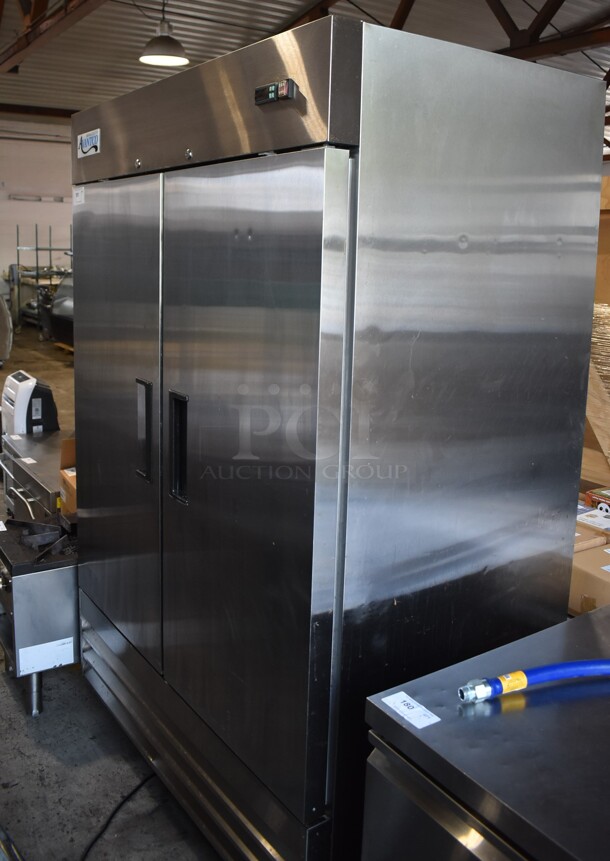 Avantco 178A49FHC Stainless Steel Commercial 2 Door Reach In Freezer w/ Poly Coated Racks on Commercial Casters. 115 Volts, 1 Phase. Tested and Does Not Power On - Image 2 of 8
