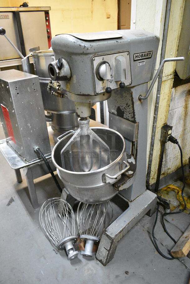 Hobart D 300 Metal Commercial Floor Style 30 Quart Planetary Dough Mixer w/ Mixing Bowl, Paddle and 2 Whisk Attachments. 115 Volts, 1 Phase. This Unit Was In Working Condition When the Restaurant Closed. (kitchen) - Image 1 of 5