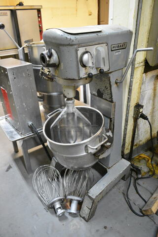 Hobart D 300 Metal Commercial Floor Style 30 Quart Planetary Dough Mixer w/ Mixing Bowl, Paddle and 2 Whisk Attachments. 115 Volts, 1 Phase. This Unit Was In Working Condition When the Restaurant Closed. (kitchen)