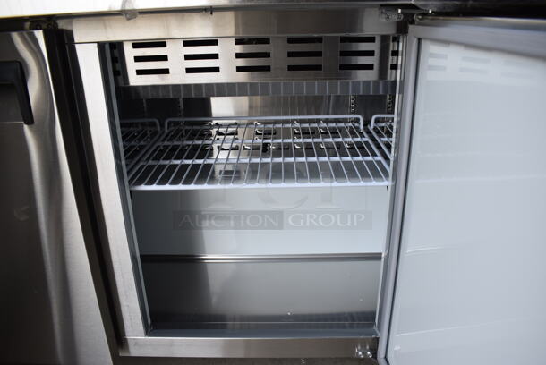 BRAND NEW SCRATCH AND DENT! Avantco Model 178APT71MHC Stainless Steel Commercial Sandwich Salad Prep Table Bain Marie Mega Top on Commercial Casters. 115 Volts, 1 Phase. 70x35x46.5. Tested and Working! - Image 8 of 11