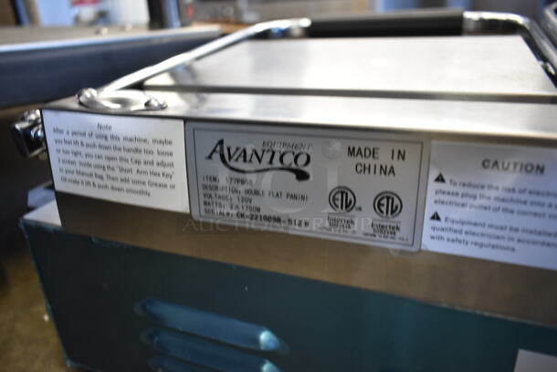 BRAND NEW SCRATCH AND DENT! 2022 Avantco 177PS58 Stainless Steel Commercial Countertop Double Panini Press. 120 Volts, 1 Phase. Tested and Working! - Image 6 of 6