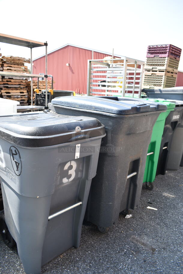 3 Poly Outdoor Trash Cans. 23x33x45, 30x34x46, 26x31x32. 3 Times Your Bid! - Image 1 of 12