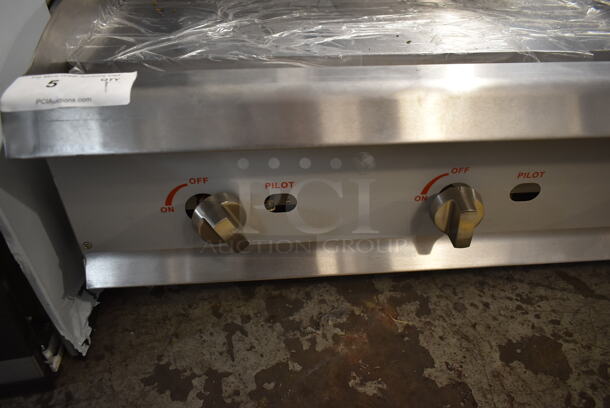 BRAND NEW SCRATCH AND DENT! 2022 Cooking Performance Group 351GMCPG48NL Stainless Steel Commercial Countertop Natural Gas Powered Flat Top Griddle. 120,000 BTU.  - Image 4 of 7