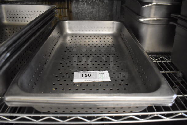 4 Perforated Stainless Steel Full Size Drop In Bins. 1/1x2. 4 Times Your Bid!