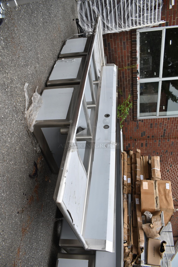 BRAND NEW SCRATCH AND DENT! Regency 600S32028224 115" 16-Gauge Stainless Steel Three Compartment Commercial Sink with 2 Drainboards - 20" x 28" x 14" Bowls. No Legs.  - Image 3 of 9