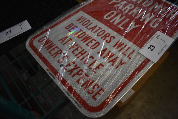BRAND NEW! Red and White Metal Customer Parking Only Sign. 12x18 - Image 3 of 4