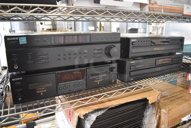 4 Units; Sony STR-DE197 FM Stereo FM AM Receiver, Sony TC-WE475 Stereo Cassette Deck, Sony CDP-CE375 Compact Disc Player and Onkyo DX-C110 Compact Disc Changer. Includes 17x10.5x5.5. 4 Times Your Bid! - Image 1 of 7