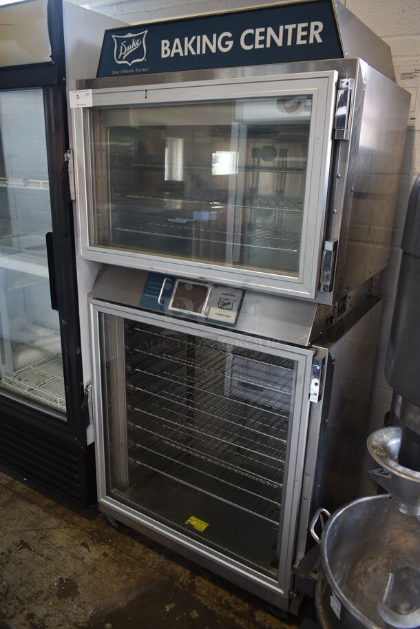 Duke TSC-6/18 Stainless Steel Commercial Floor Style Electric Powered Oven Proofer on Commercial Casters. 208 Volts, 3 Phase. 