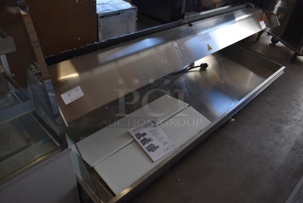 BRAND NEW SCRATCH AND DENT! 2022 Alto Shaam ED2-96 Stainless Steel Commercial Countertop Heated Display Case with Curved Glass. See Pictures for Broken Glass Panel. 120/208-240 Volts, 1 Phase. - Image 4 of 11
