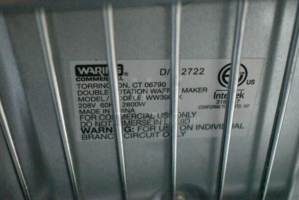 BRAND NEW SCRATCH AND DENT! Waring WW300BX Non-Stick Quad Belgian Waffle Iron / Maker. 208 Volts, 1 Phase. Tested and Working! - Image 8 of 9