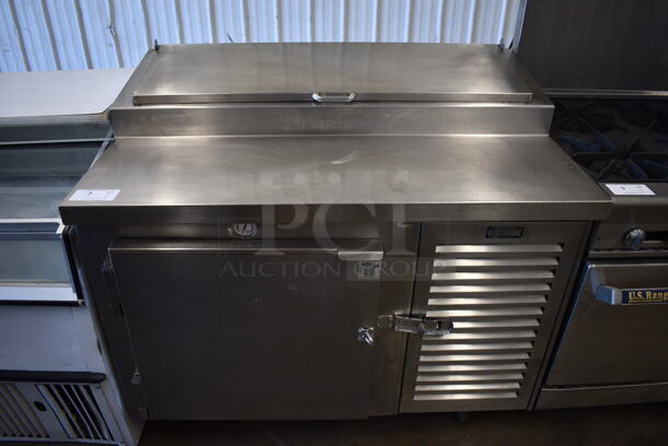 Kairak Model KRP-48S Stainless Steel Commercial Pizza Prep Table on Commercial Casters. 115 Volts, 1 Phase. 48x32x44. Cannot Test Due To Cut Power Cord