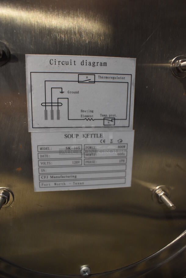SK-10S Stainless Steel Commercial Countertop Soup Kettle Food Warmer. 120 Volts, 1 Phase. 13x13x13. Tested and Working! - Image 7 of 7