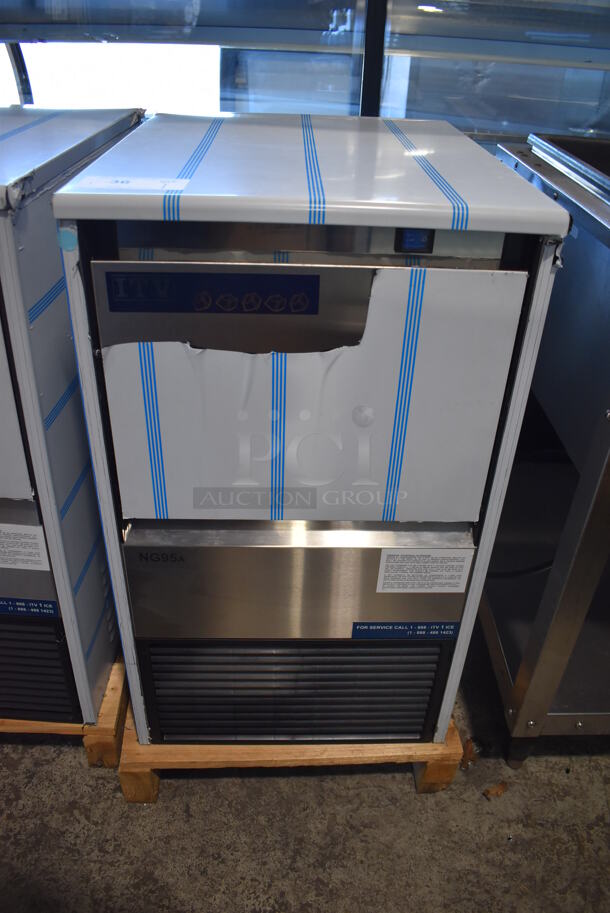 BRAND NEW! ITV ALFA NG95 Stainless Steel Commercial Self Contained Undercounter Ice Machine. 115 Volts, 1 Phase. 18.5x24x31