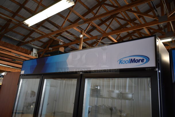 BRAND NEW SCRATCH AND DENT! 2023 KoolMore MDR-3GD Metal Commercial 3 Door Reach In Cooler Merchandiser w/ Poly Coated Racks. 115 Volts, 1 Phase. Tested and Working! - Image 2 of 10