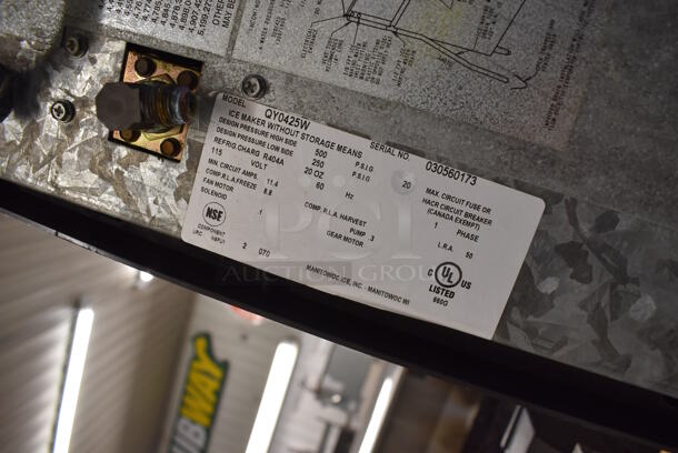 Manitowoc QY0425W Stainless Steel Commercial Ice Machine Head on Commercial Ice Machine Bin. 115 Volts, 1 Phase. 23x34x74 - Image 7 of 7
