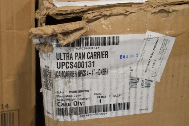 PALLET LOT of 25 BRAND NEW Boxes Including 2 Box 500TO883 Choice 8" x 8" x 3" Microwaveable 1-Compartment Black / Clear Plastic Hinged Container - 100/Case, 2 Box 795PTOBK3 Choice 7 3/4" x 5 1/2" x 2 1/2" Black Microwavable Folded Paper #3 Take-Out Container - 200/Case, 500TW14 Choice 14 oz. Translucent Thin Wall Plastic Cold Cup - 1000/Case, 966UPWIDEB1 OneUp by Choice White 1-Ply Wide Interfold 6 1/2" x 8 1/2" Dispenser Napkin - 6000/Case, 3941085XL Lavex Powder-Free Disposable Nitrile Black 5 Mil Thick Textured Gloves - Extra Large - 1000/Case, 4385M Noble Products White Powder-Free Disposable Latex Gloves for Foodservice - Medium - 1000/Case, Cambro UPCS400131 Ultra Pan Carrier® S-Series Dark Brown Front Loading Insulated Food Pan Carrier with Menu Clip / Pocket - Holds 6 Pans, 999RP10BKSS Visions Wave 10" Black Plastic Plate - 18/Pack, 2 Box 600BDR42 Regency 42" Stainless Steel Underbar Mount Beer Drip Tray. 25 Times Your Bid! - Image 5 of 12