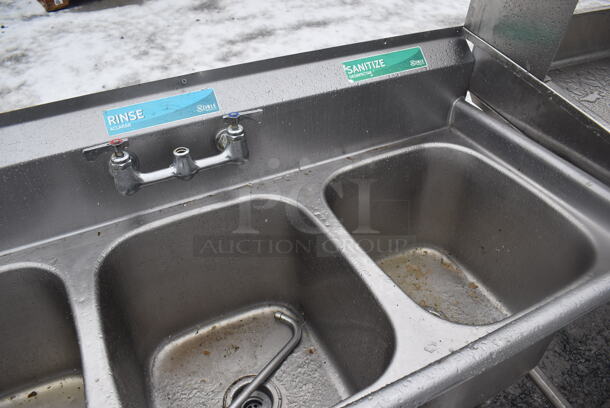 Stainless Steel Commercial 3 Bay Sink w/ Faucet and Handles. 57x27x41. Bays 16x19x13 - Image 4 of 4