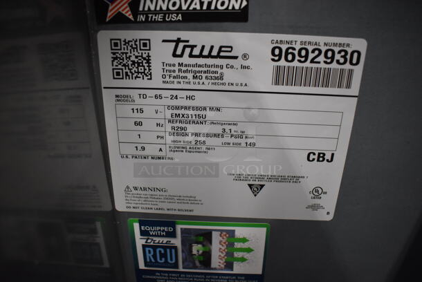 BRAND NEW! 2019 True TD-65-24-HC Stainless Steel Commercial Bottled Back Bar Cooler w/ 2 Sliding Lids. 115 Volts, 1 Phase. 64.5x27x33.5. Tested and Working! - Image 7 of 7