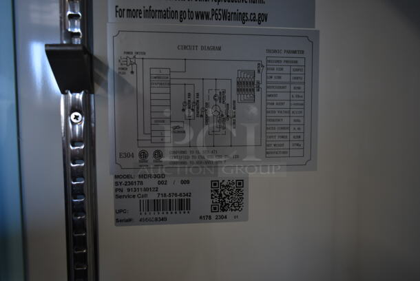 BRAND NEW SCRATCH AND DENT! 2023 KoolMore MDR-3GD Metal Commercial 3 Door Reach In Cooler Merchandiser w/ Poly Coated Racks. 115 Volts, 1 Phase. Tested and Working! - Image 7 of 10