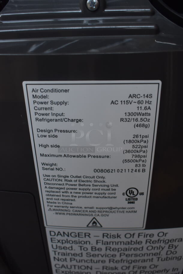 BRAND NEW SCRATCH AND DENT! Whynter ARC-14S Stainless Steel Electric Powered Portable Air Conditioner With Box of Additional Parts. 115V. Tested and Working!  - Image 5 of 7