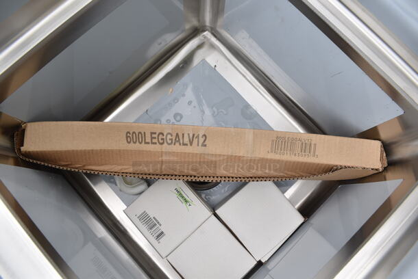 BRAND NEW SCRATCH AND DENT! Regency 600S31717 60" 16 Gauge Stainless Steel Three-Compartment Commercial Sink with Galvanized Steel Legs - 17" x 17" x 12" Bowls - Image 4 of 8