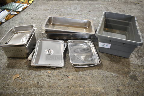 ALL ONE MONEY! Lot of Various Items Including Poly Bin, Stainless Steel Drop In Bins and Lids.
