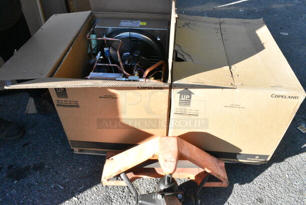 BRAND NEW! 2 American Panel Walk In Boxes; 7'x10' Cooler and 4'x10' Walk In Freezer That Make Up 1 
 11.5'x10' Combo Walk In Box w/ Bohn BEL0045BS6EEAB0200 230 Volt, 1 Phase Evaporator Fan, Bohn BEL0060BS6AMAB0200 230 Volt, 1 Phase Evaporator Fan, Copeland FFAL-A14Z-CFV-075 208-230 Volt, 1 Phase Compressor, Copeland Compressor, 2 Box Strip Curtains. 2 Times Your Bid! - Image 9 of 12