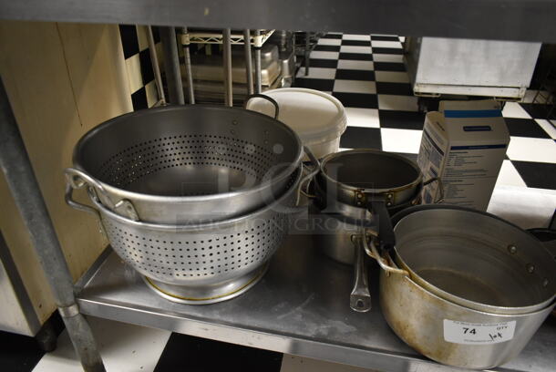 ALL ONE MONEY! Lot of Various Items Including Metal Colander and Sauce Pans. (kitchen) - Image 2 of 4