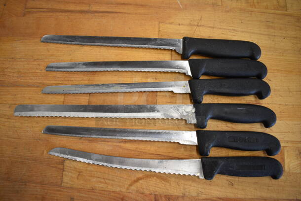 6 Sharpened Stainless Steel Serrated Knives. Includes 15