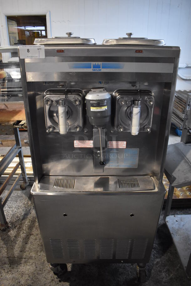 2013 Taylor 342D-27 Stainless Steel Commercial Floor Style Air Cooled 2 Flavor Frozen Beverage Machine w/ Drink Mixer Attachment on Commercial Casters. 208-230 Volts, 1 Phase. 27.5x33x60 - Image 2 of 9