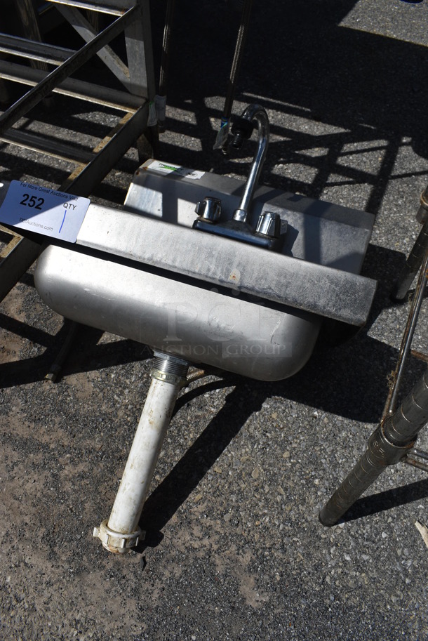 Stainless Steel Commercial Single Bay Wall Mount Sink w/ Faucet and Handles. 17x15.5x20 - Image 3 of 6
