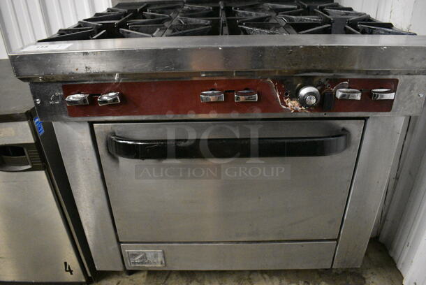 Southbend X436D Stainless Steel Commercial Natural Gas Powered 6 Burner Range w/ Oven, Over Shelf and Back Splash. 36x34x59 - Image 5 of 8