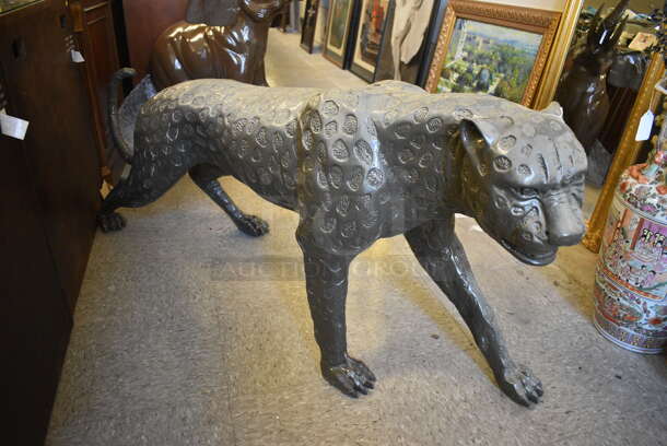 AWESOME! Bronze Painted Jaguar Statue.