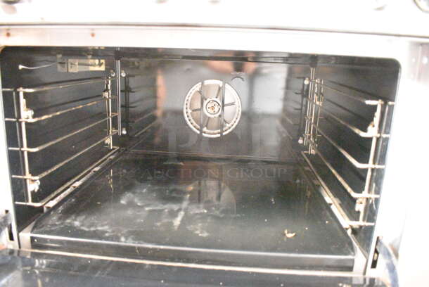Southbend P48A-BBBB Stainless Steel Commercial Natural Gas Powered 8 Burner Range w/ Convection Oven, Side Counters and Back Splash on Commercial Casters. - Image 9 of 11