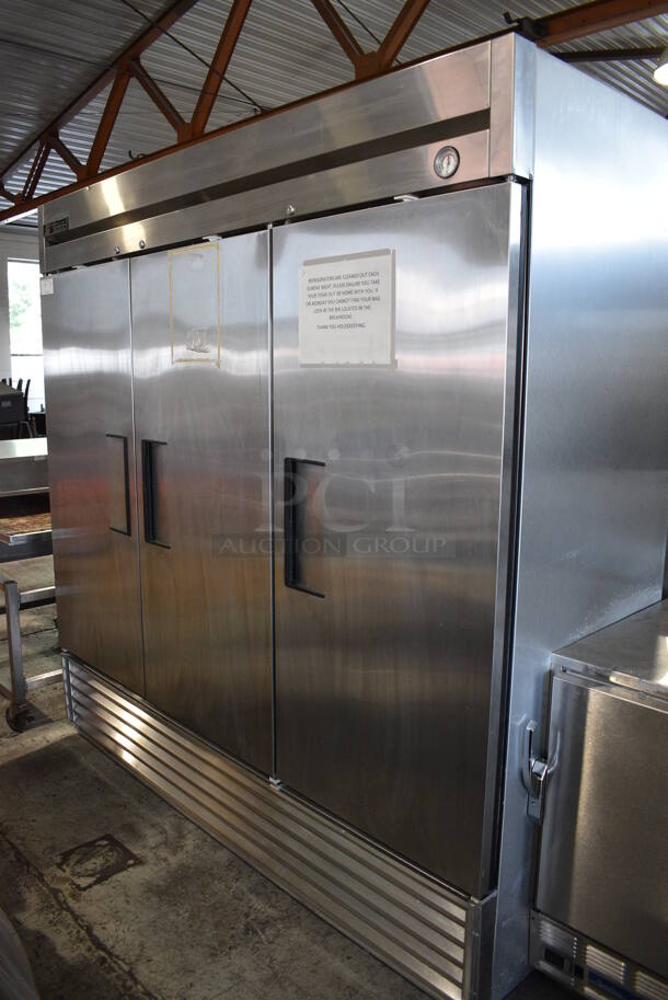 True T-72 Stainless Steel Commercial 3 Door Reach In Cooler. 115 Volts, 1 Phase. 78x30x79. Cannot Test - Needs New Power Switch - Image 2 of 7