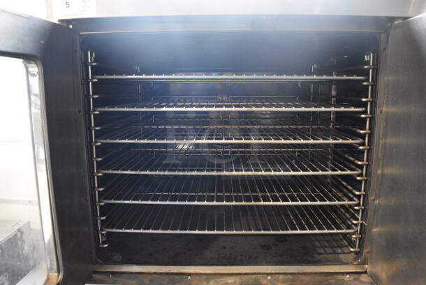 2 Duke Stainless Steel Commercial Natural Gas Powered Full Size Convection Ovens w/ View Through Door, Solid Door, Metal Oven Racks and Thermostatic Controls on Commercial Casters. 38x38x69. 2 Times Your Bid! - Image 5 of 9