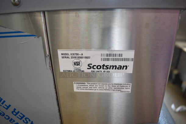 BRAND NEW SCRATCH AND DENT! 2023 Scotsman MC1030MA-32A Stainless Steel Commercial Ice Head on 2023 Scotsman ICS730-A Stainless Steel Bin w/ Scotsman LQ1BASE Stand and Gray Poly Ice Cart. 208/230 Volts, 1 Phase. 31x24x29, 31x48x36, 45x32.5x39 - Image 10 of 12