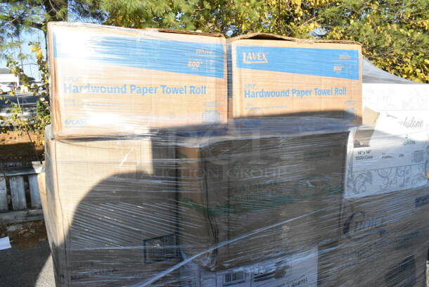 28 BRAND NEW! Boxes Including Lavex Towel Rolls, Tite Dri TDPP-400 Meat Pads, Choice 130BKFKSNSPH Heavy Weight Cutlery Packs, 395RP09 Compostable Plates - 9", Clear Dome Covers, CHoice Plastic Plates. 28 Times Your Bid!  - Image 4 of 12