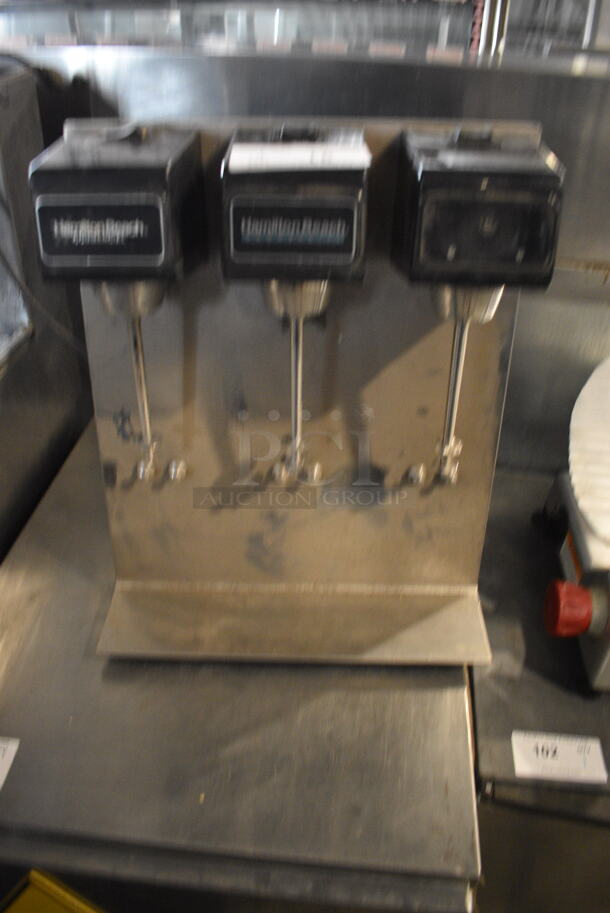 Hamilton Beach Commercial Stainless Steel Electric 3 Head Drink Mixer. 115 Volt 1 Phase Tested and Only Middle Works