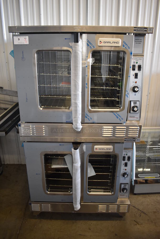 2 BRAND NEW SCRATCH AND DENT! 2022 Garland MCO-GS-10S Master 200 Natural Gas Powered Full Size Convection Ovens w/ View Through Doors, Metal Oven Racks and Thermostatic Controls. 60,000 BTU. 38x38x71. 2 Times Your Bid!