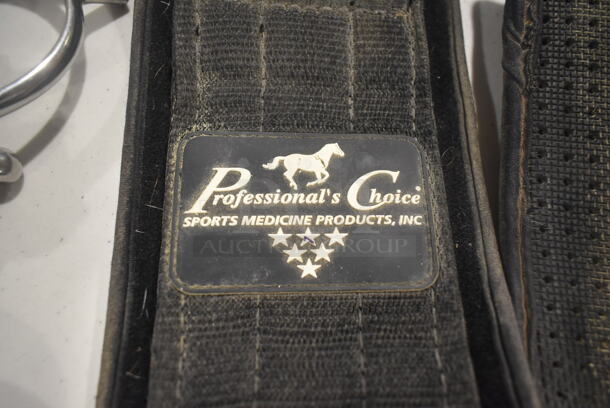 ALL ONE MONEY! Black Leather Cliff Barnsby - Saddler to the Queen Size 17.5 Saddle and Bag, Professionals Choice Girth, Reins, Horse Blinders, RMS Titanic Padlock and Basket! - Image 7 of 12