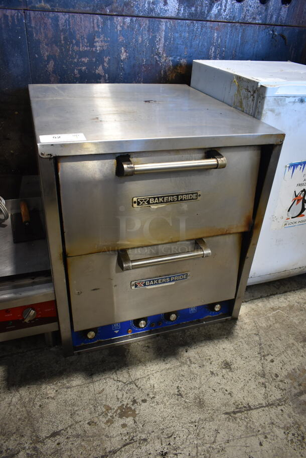 Bakers Pride P-44 Stainless Steel Commercial Countertop Electric Powered Double Deck Pizza Oven w/ Cooking Stones. 208 Volts, 1 Phase.  - Image 1 of 6